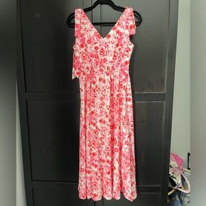 Grace Karin sleeveless pink and coral floral dress